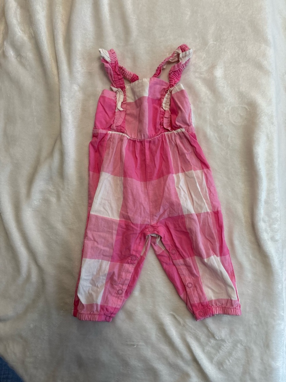 Okie Dokie 6 month pink white gingham print jumpsuit summer spring baby girl